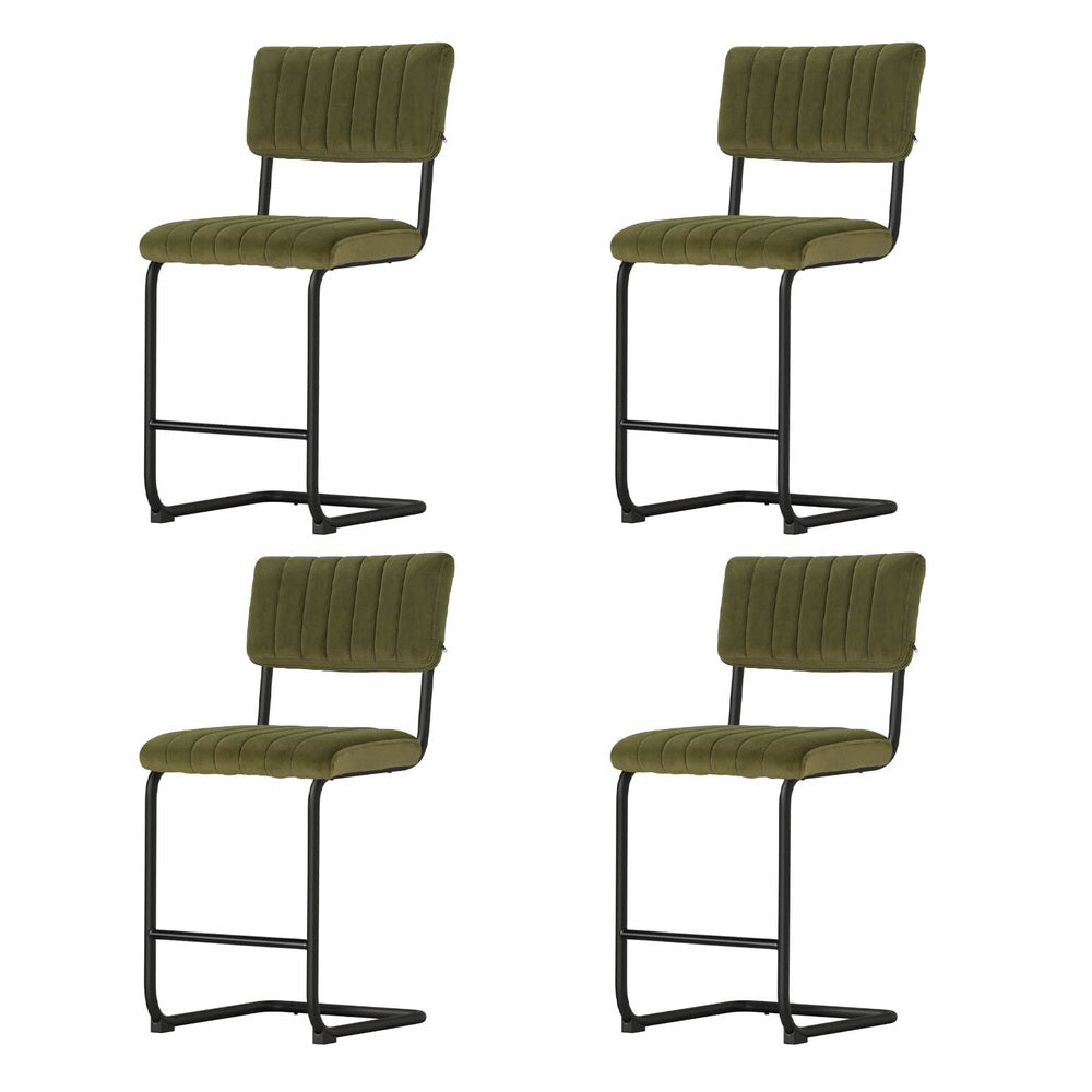 Artiss 4x Bar Stools Velvet Chairs Green-Furniture > Bar Stools & Chairs > Table & Bar Stools-PEROZ Accessories