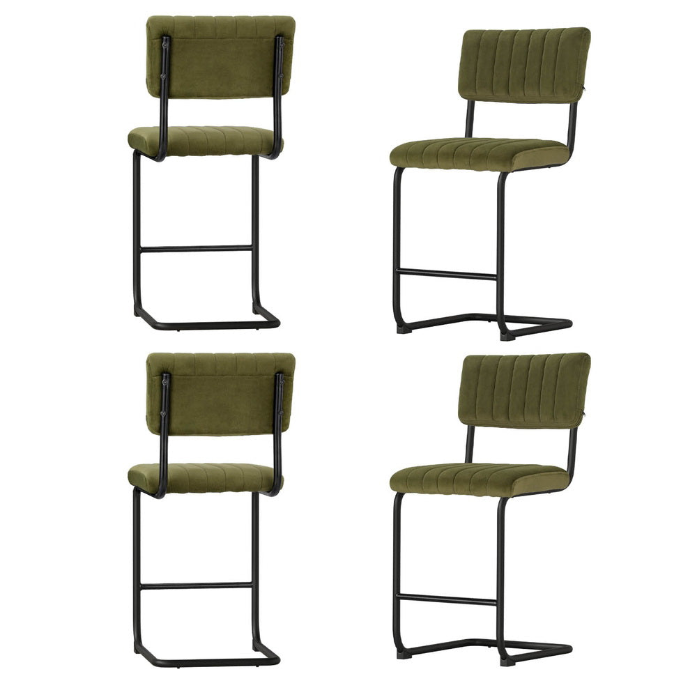 Artiss 4x Bar Stools Velvet Chairs Green-Furniture > Bar Stools & Chairs > Table & Bar Stools-PEROZ Accessories