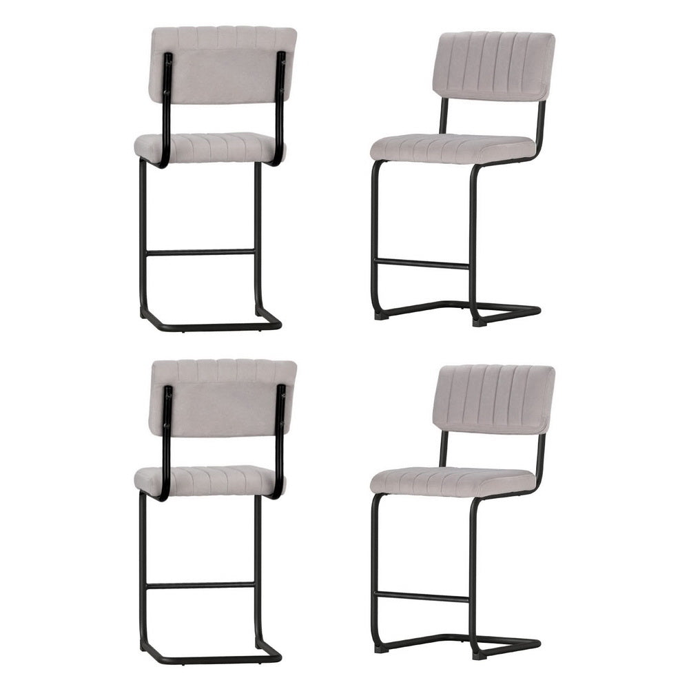 Artiss 4x Bar Stools Velvet Chairs Grey-Furniture > Bar Stools & Chairs > Table & Bar Stools-PEROZ Accessories