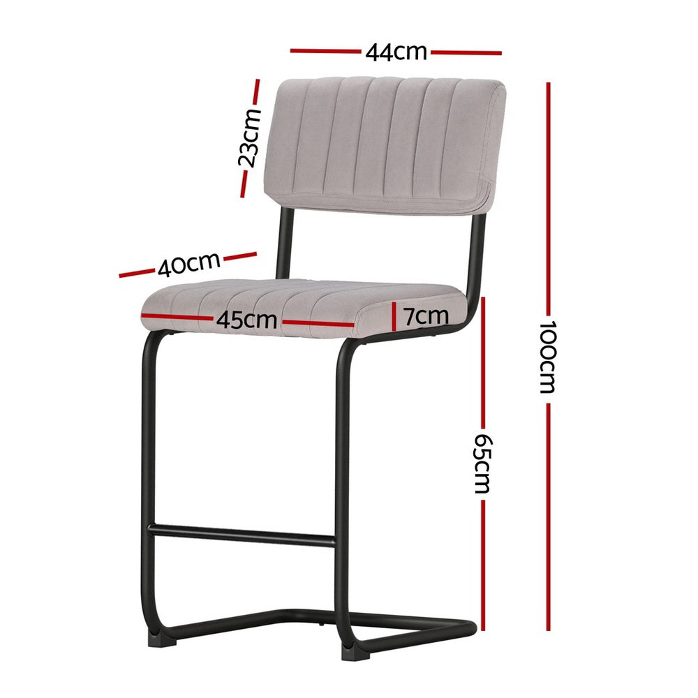 Artiss 4x Bar Stools Velvet Chairs Grey-Furniture > Bar Stools & Chairs > Table & Bar Stools-PEROZ Accessories