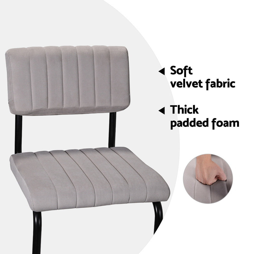 Artiss 4x Bar Stools Velvet Chairs Grey-Furniture > Bar Stools & Chairs > Table & Bar Stools-PEROZ Accessories