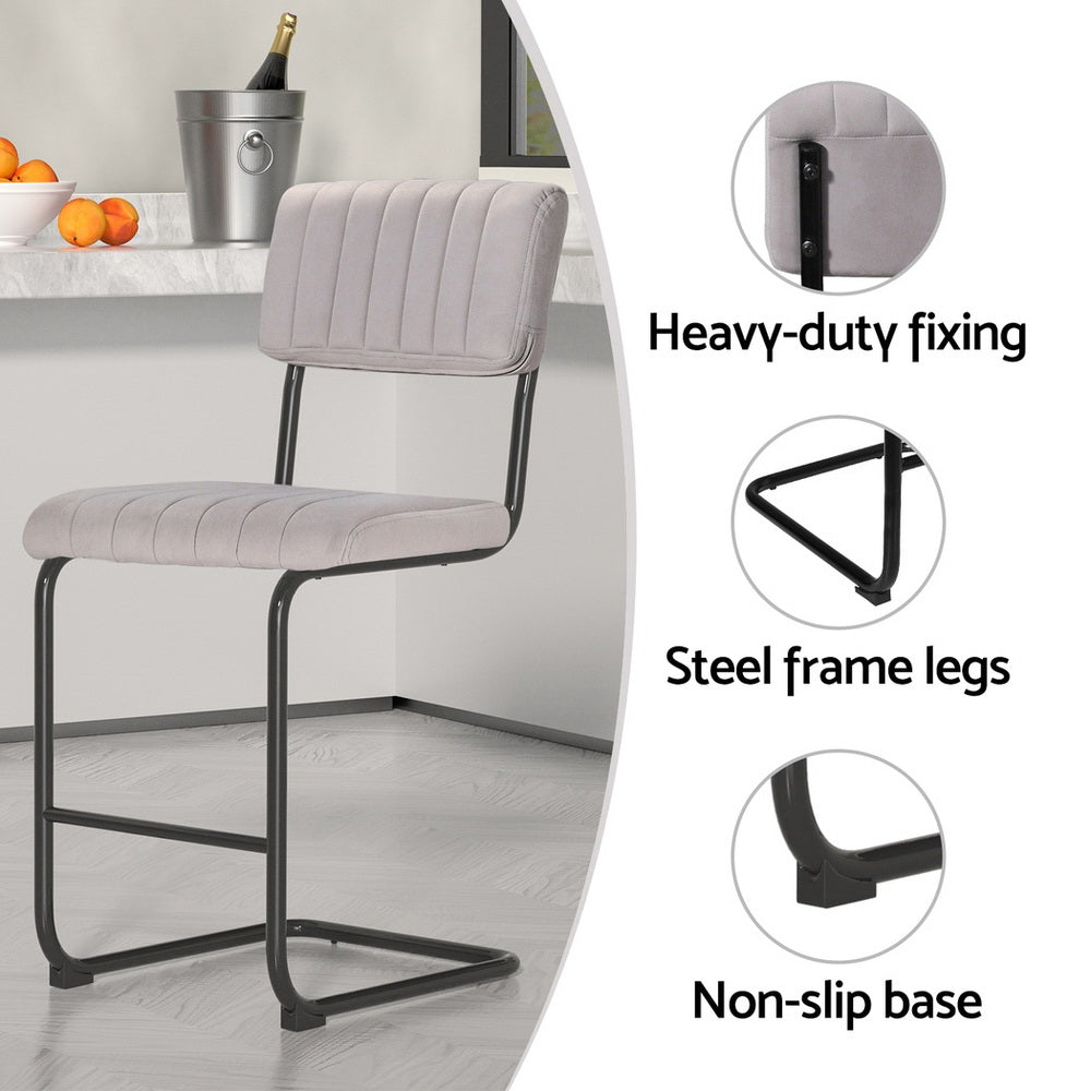 Artiss 4x Bar Stools Velvet Chairs Grey-Furniture > Bar Stools & Chairs > Table & Bar Stools-PEROZ Accessories