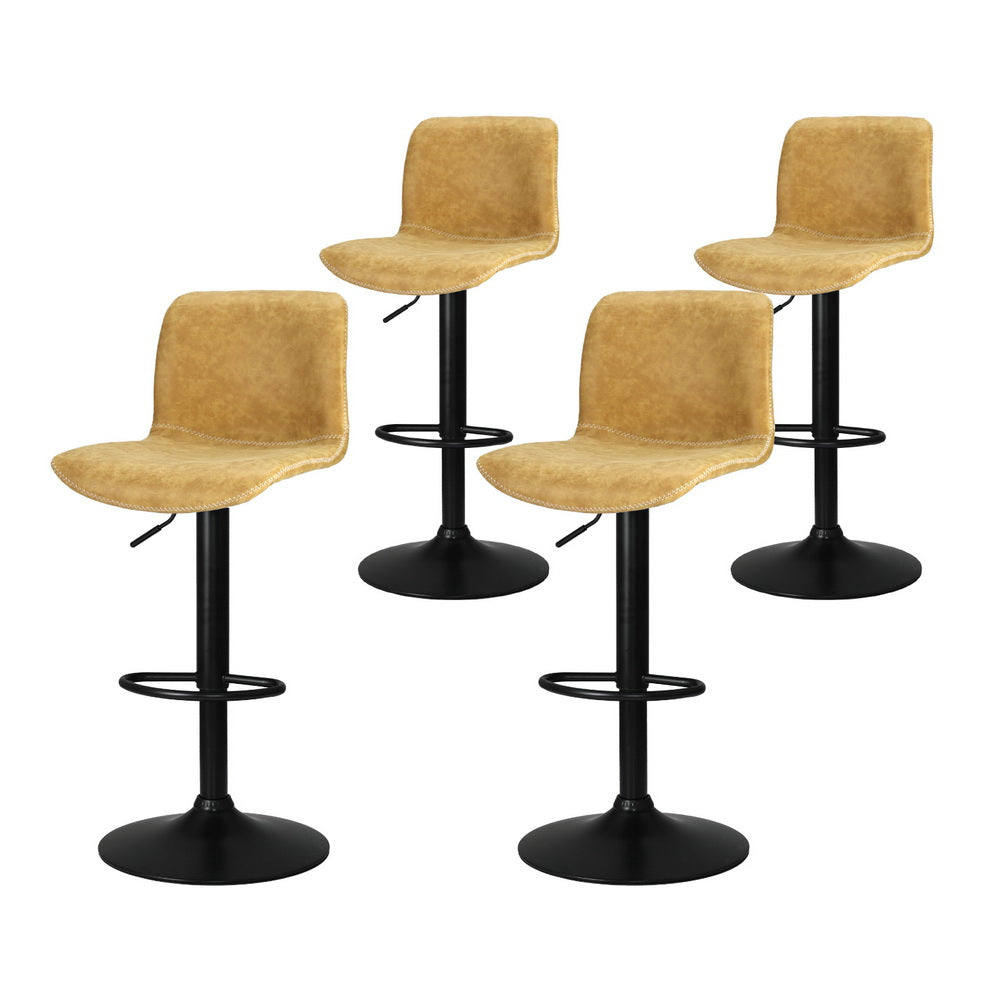 Artiss 4x Bar Stools Kitchen Swivel Gas Lift Chairs Brown-Furniture > Bar Stools & Chairs > Table & Bar Stools-PEROZ Accessories