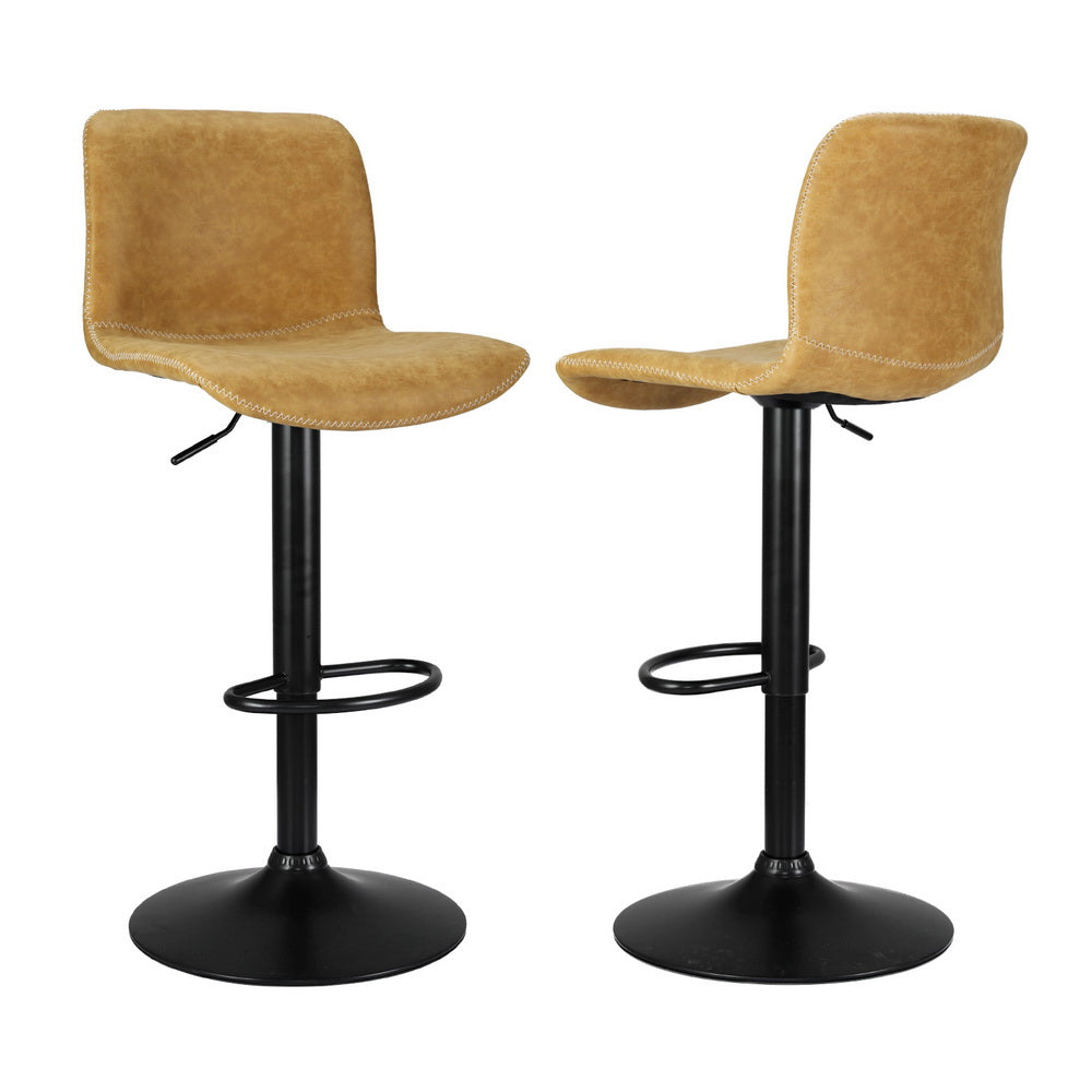 Artiss 4x Bar Stools Kitchen Swivel Gas Lift Chairs Brown-Furniture > Bar Stools & Chairs > Table & Bar Stools-PEROZ Accessories