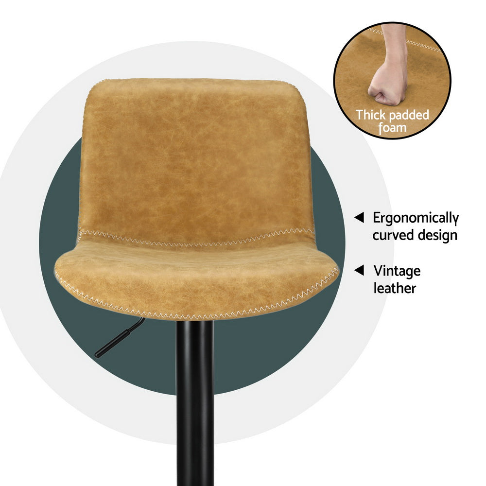 Artiss 4x Bar Stools Kitchen Swivel Gas Lift Chairs Brown-Furniture > Bar Stools & Chairs > Table & Bar Stools-PEROZ Accessories