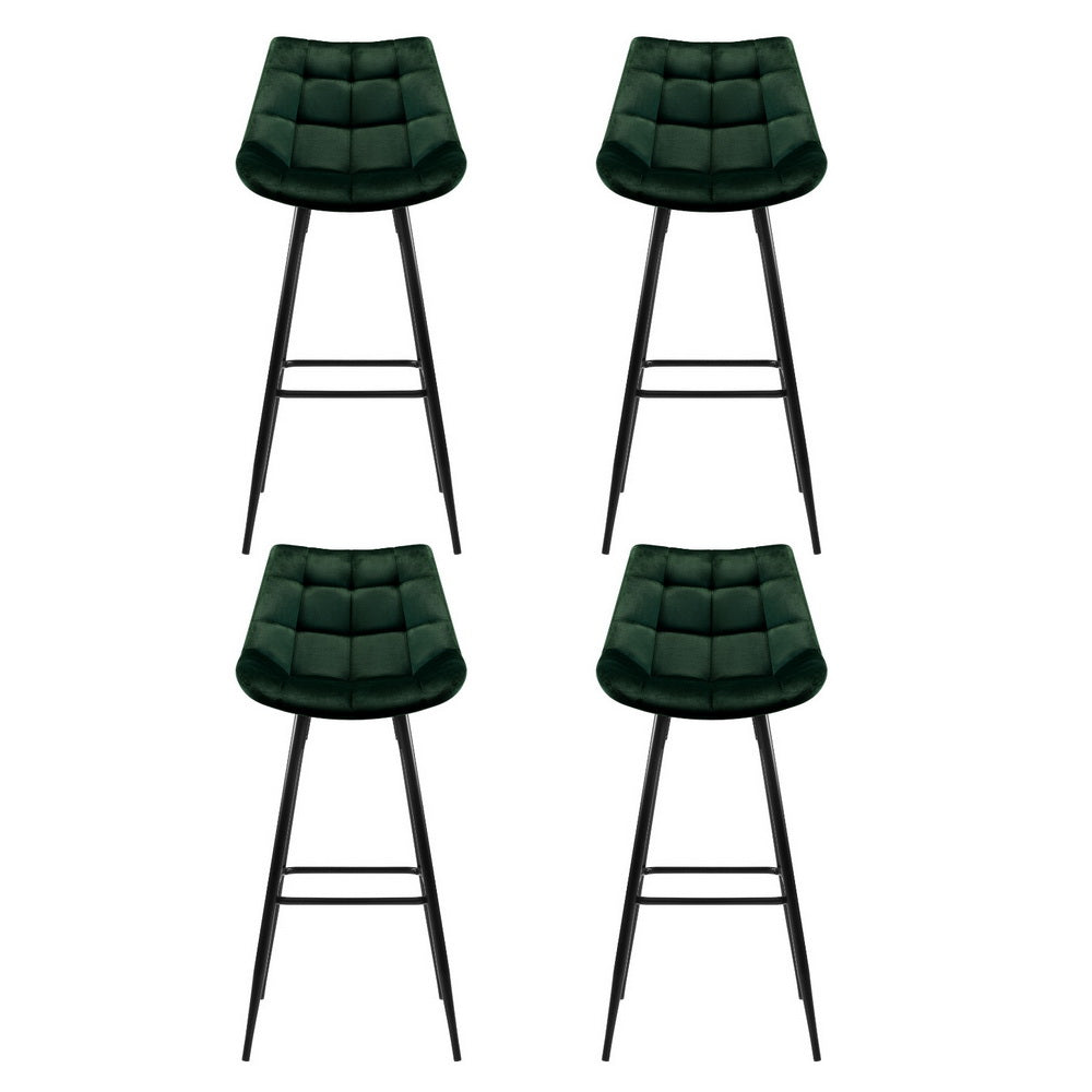 Artiss 4x Bar Stools Velvet Chairs Green-Furniture > Bar Stools & Chairs > Table & Bar Stools-PEROZ Accessories