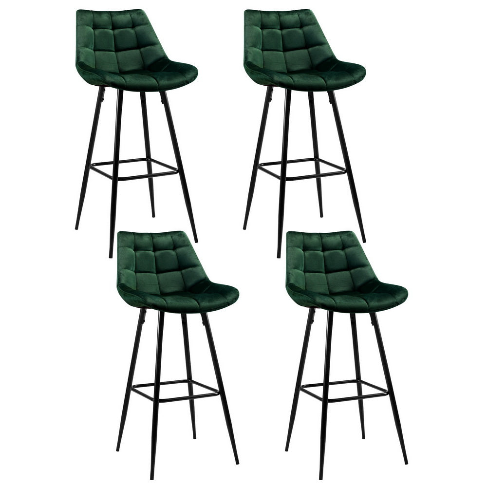 Artiss 4x Bar Stools Velvet Chairs Green-Furniture > Bar Stools & Chairs > Table & Bar Stools-PEROZ Accessories