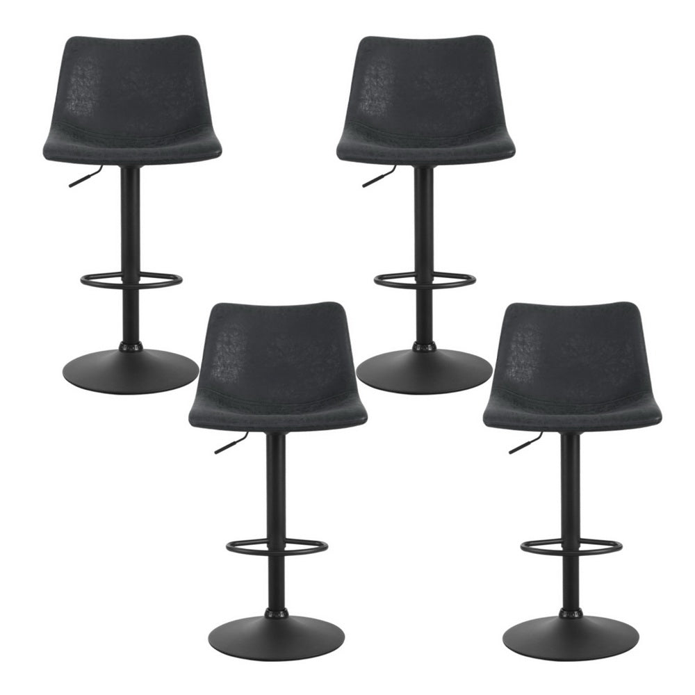 Artiss 4x Bar Stools Vintage Leather Swivel Gas Lift Black-Furniture > Bar Stools & Chairs > Table & Bar Stools-PEROZ Accessories