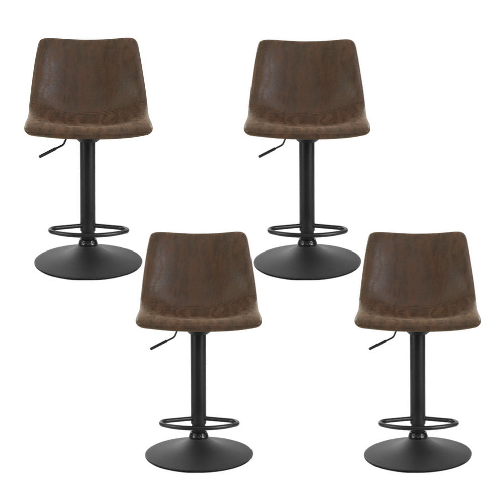 Artiss 4x Bar Stools Vintage Leather Swivel Gas Lift Brown-Furniture > Bar Stools & Chairs > Table & Bar Stools-PEROZ Accessories