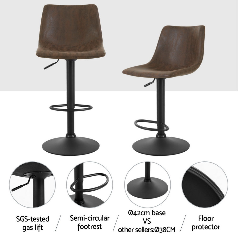 Artiss 4x Bar Stools Vintage Leather Swivel Gas Lift Brown-Furniture > Bar Stools & Chairs > Table & Bar Stools-PEROZ Accessories