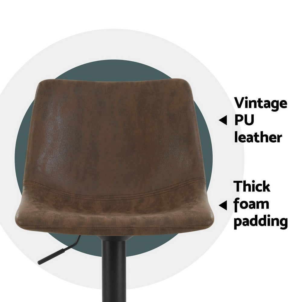 Artiss 4x Bar Stools Vintage Leather Swivel Gas Lift Brown-Furniture > Bar Stools & Chairs > Table & Bar Stools-PEROZ Accessories