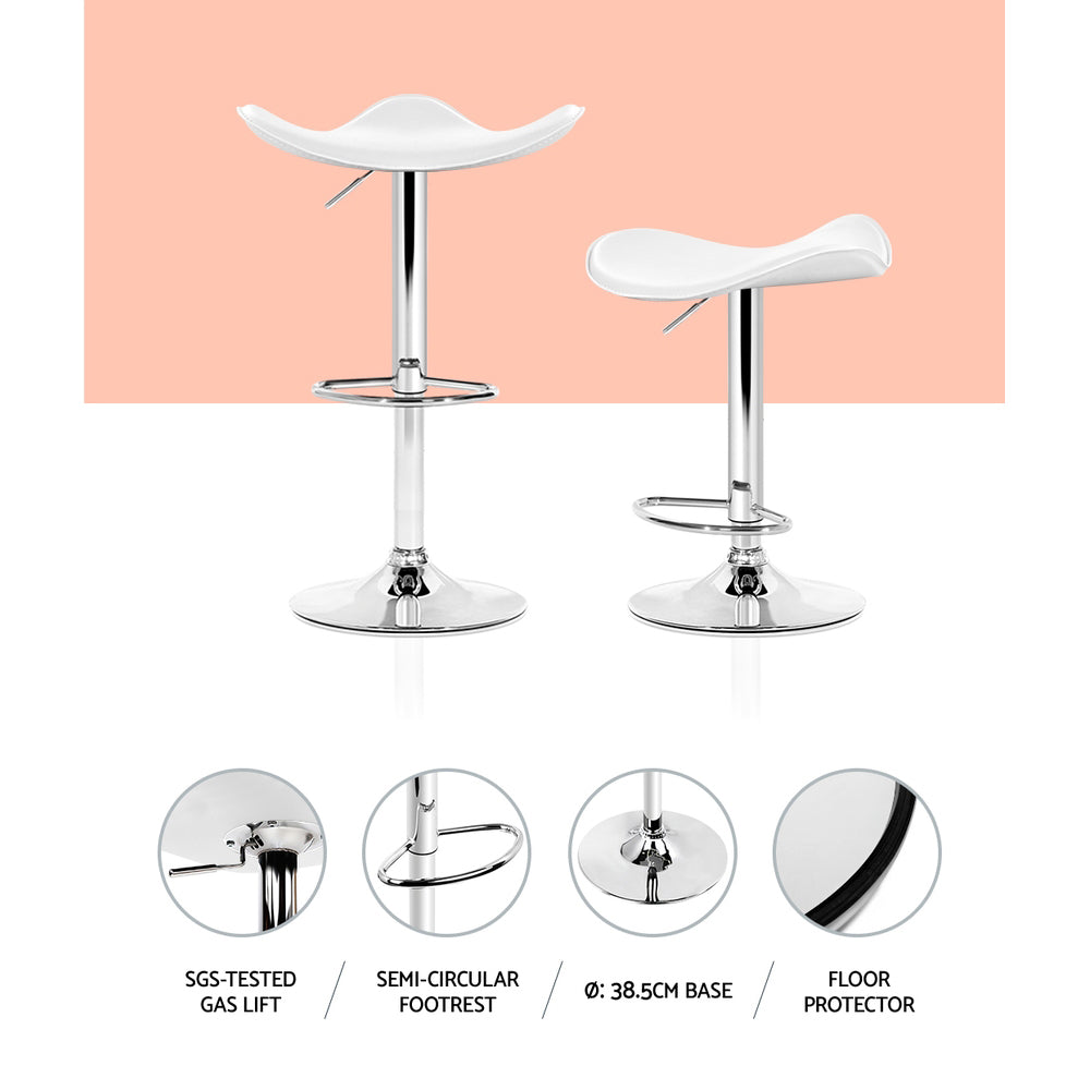 Artiss 4x Bar Stools Leather Gas Lift Chair White-Furniture > Bar Stools & Chairs-PEROZ Accessories