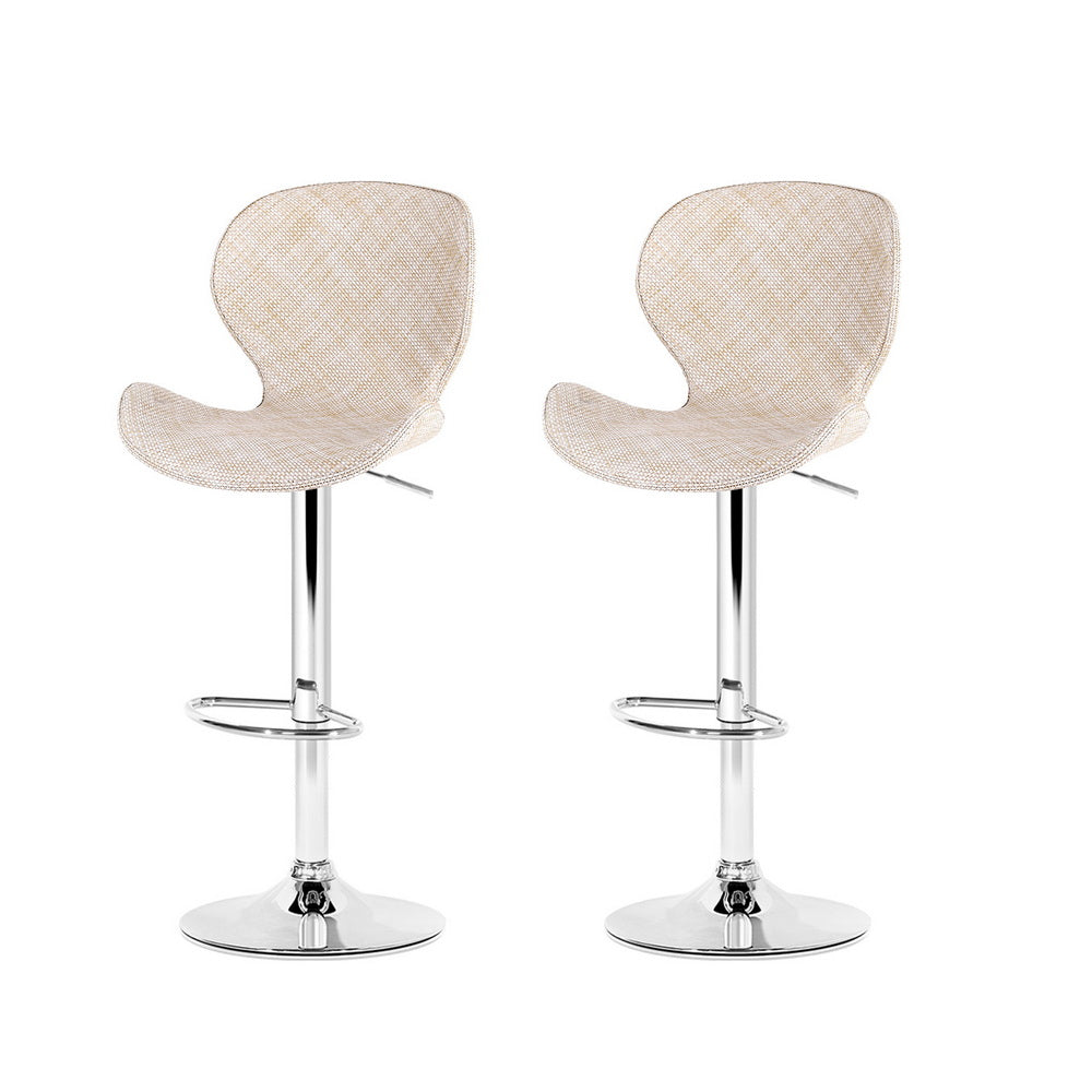 Artiss 2x Bar Stools Kitchen Swivel Gas Lift Counter Chair Wing PE Rattan Beige-Furniture > Bar Stools & Chairs > Table & Bar Stools-PEROZ Accessories