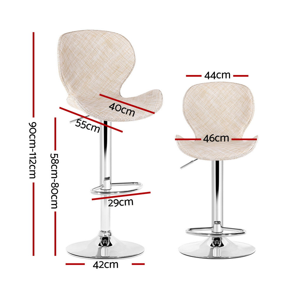 Artiss 2x Bar Stools Kitchen Swivel Gas Lift Counter Chair Wing PE Rattan Beige-Furniture > Bar Stools & Chairs > Table & Bar Stools-PEROZ Accessories