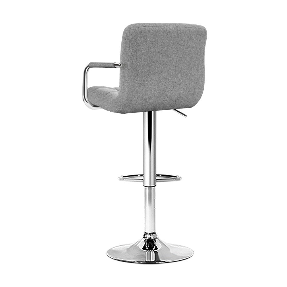 Artiss 4x Bar Stools Fabric Gas Lift w/Armrest Grey-Furniture > Bar Stools & Chairs > Table & Bar Stools-PEROZ Accessories