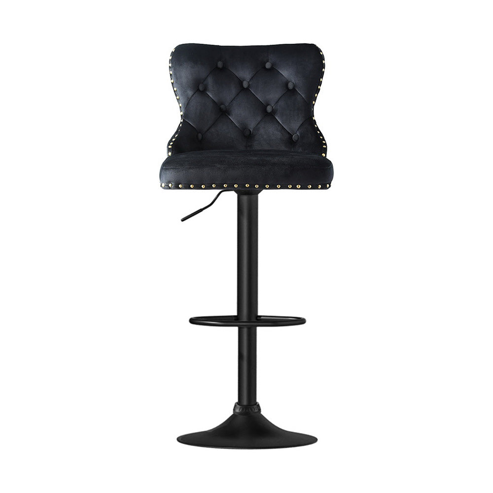 Artiss 1x Velvet Bar Stool Adjustable Height Nailhead Trim Kitchen Counter Stool-Furniture > Bar Stools & Chairs > Table & Bar Stools-PEROZ Accessories