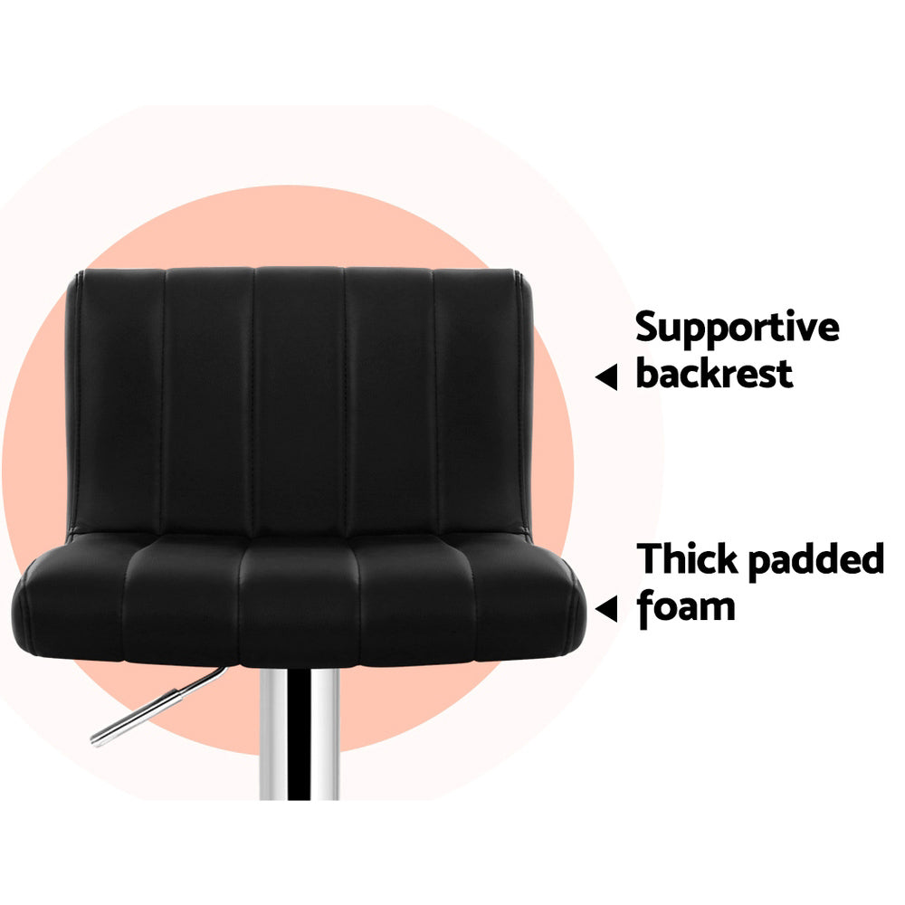 Artiss 2x Bar Stools Gas Lift Leather Chairs Black-Furniture > Bar Stools & Chairs-PEROZ Accessories