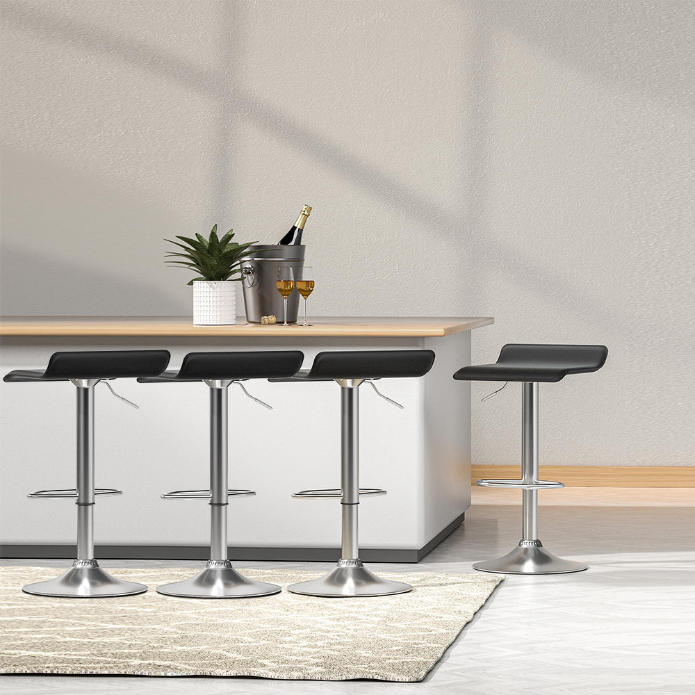 Artiss 4x Bar Stools Faux Leather Chair Black-Furniture > Bar Stools & Chairs-PEROZ Accessories