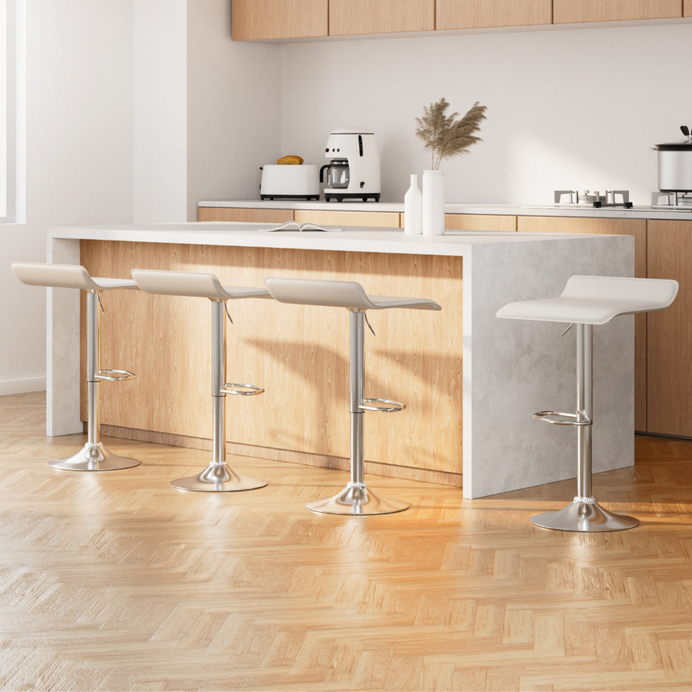 Artiss 4x Bar Stools Faux Leather Chair White-Furniture > Bar Stools & Chairs-PEROZ Accessories