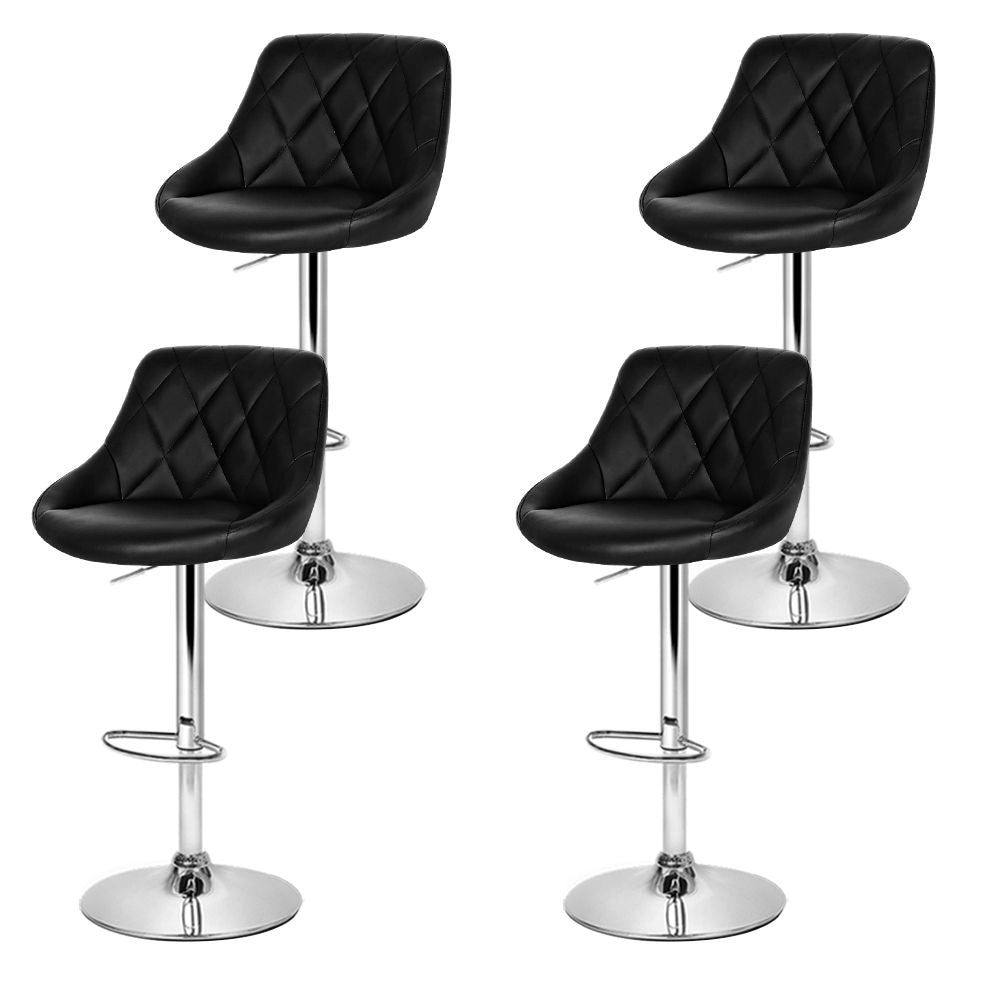 Artiss 4x Bar Stools Leather Padded Gas Lift Black-Furniture > Bar Stools & Chairs-PEROZ Accessories