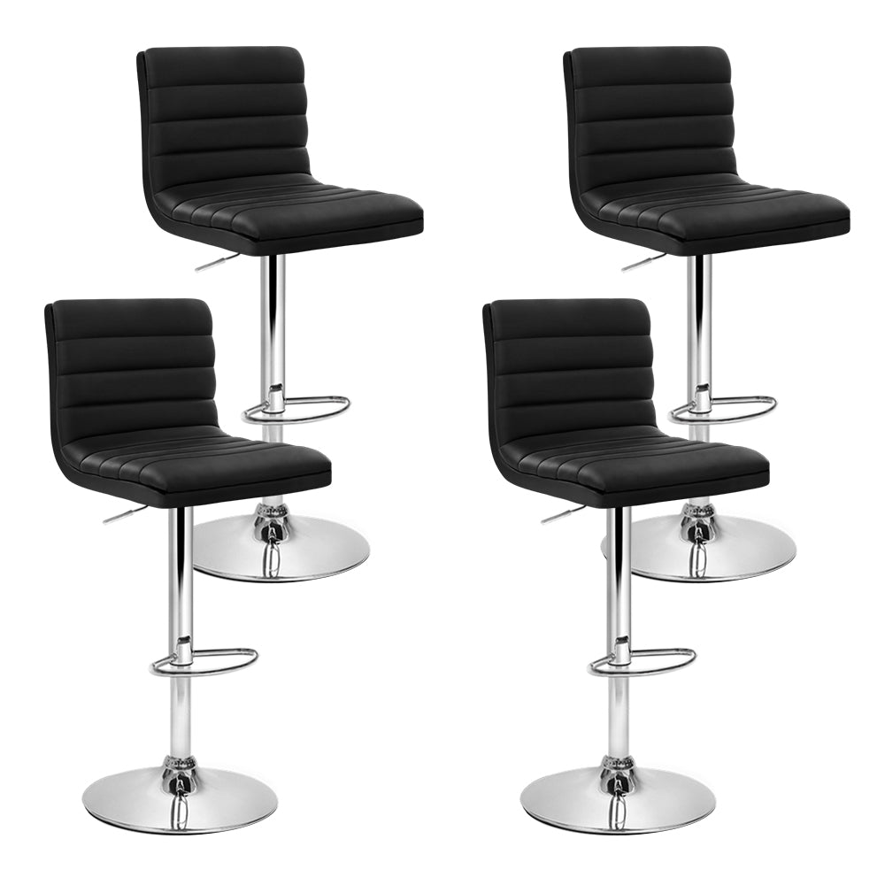 Artiss 4x Bar Stools Padded Leather Gas Lift Black-Bar Stools-PEROZ Accessories