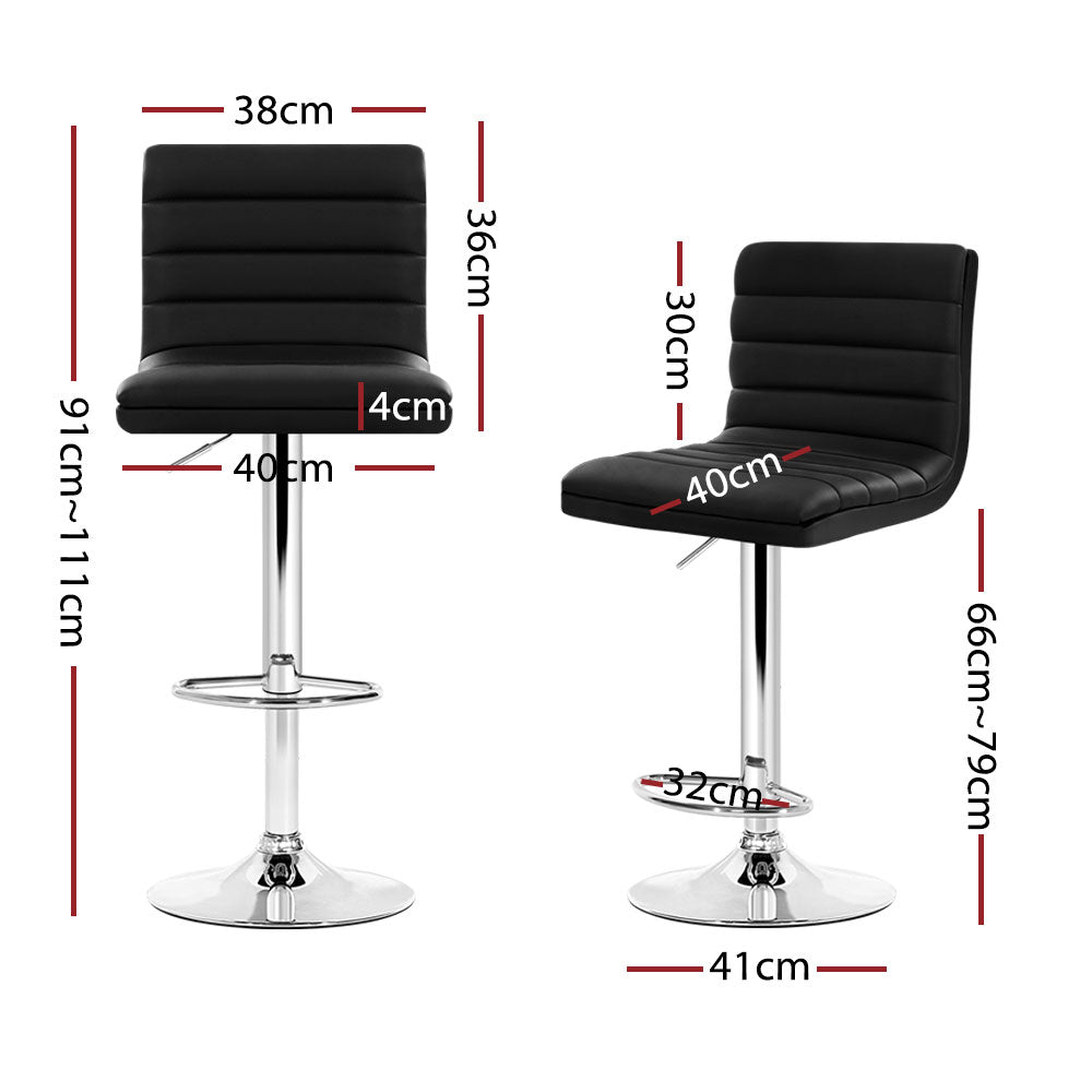 Artiss 4x Bar Stools Padded Leather Gas Lift Black-Bar Stools-PEROZ Accessories