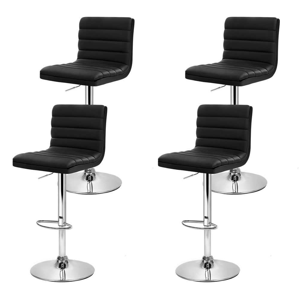 Artiss 4x Bar Stools Padded Leather Gas Lift Black-Bar Stools-PEROZ Accessories