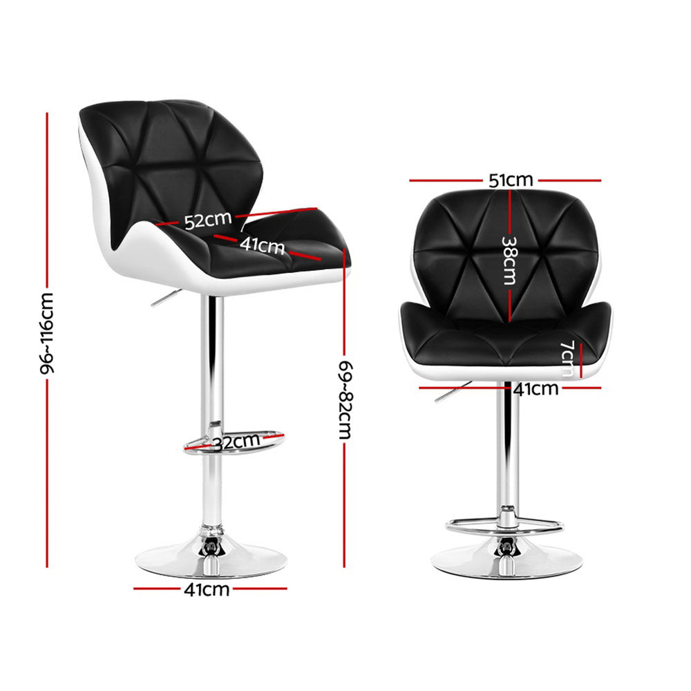 Artiss 4x Bar Stools Gas Lift Padded Leather Black & White-Furniture > Bar Stools & Chairs-PEROZ Accessories
