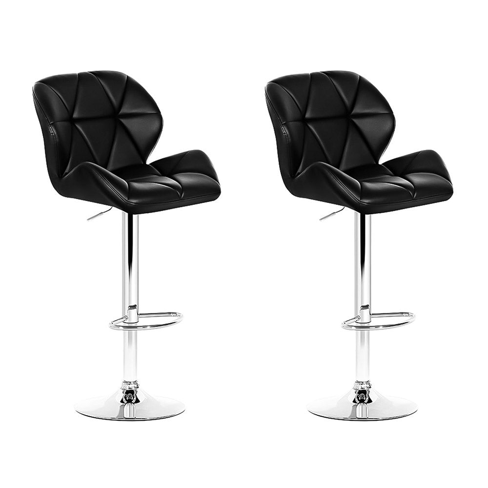Artiss 2x Bar Stools Gas Lift Padded Leather Black-Furniture > Bar Stools & Chairs-PEROZ Accessories