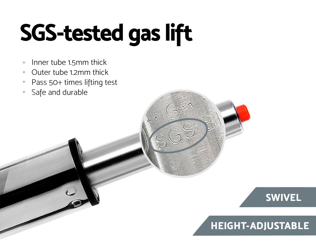 Artiss 2x Bar Stools Gas Lift Padded Leather Black-Furniture > Bar Stools & Chairs-PEROZ Accessories