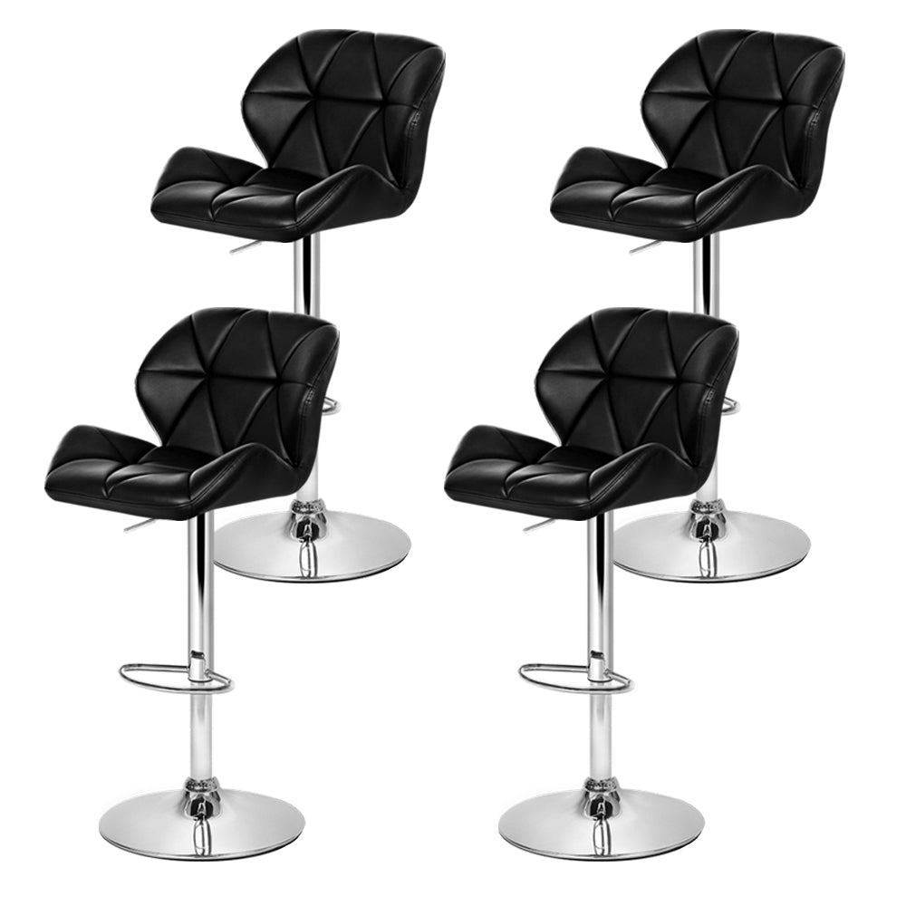 Artiss 4x Bar Stools Gas Lift Padded Leather Black-Furniture > Bar Stools & Chairs-PEROZ Accessories