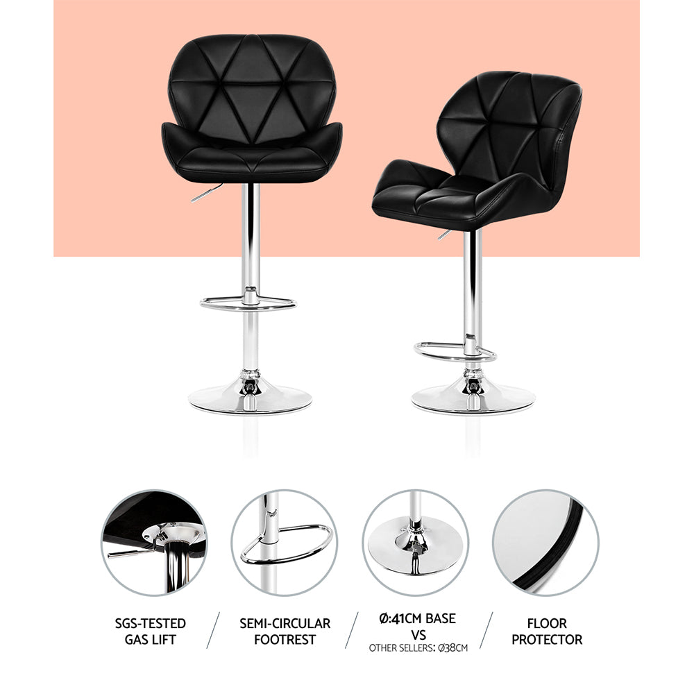 Artiss 4x Bar Stools Gas Lift Padded Leather Black-Furniture > Bar Stools & Chairs-PEROZ Accessories