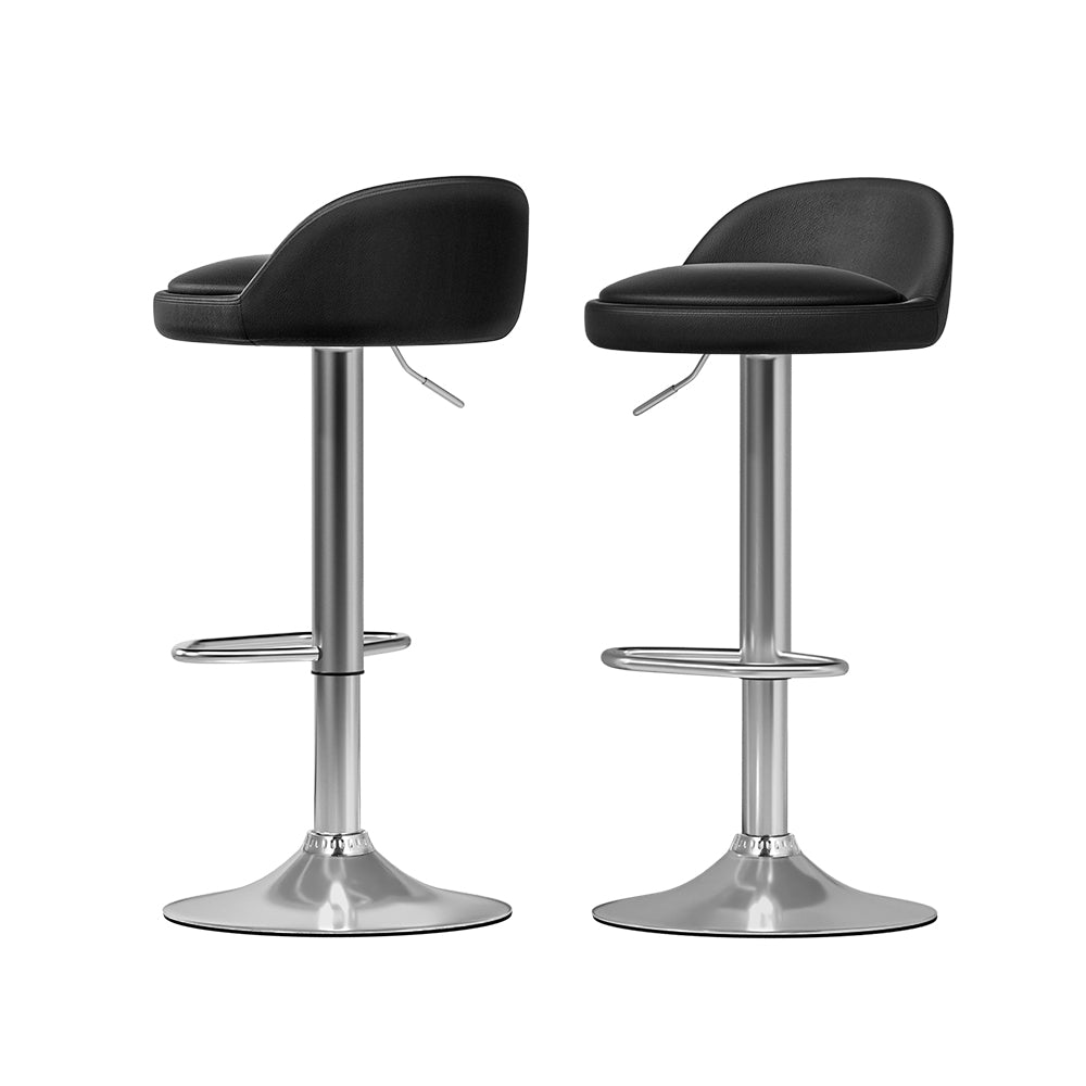 Artiss 2x Bar Stools PU Leather Gas Lift Black-Furniture > Bar Stools & Chairs-PEROZ Accessories