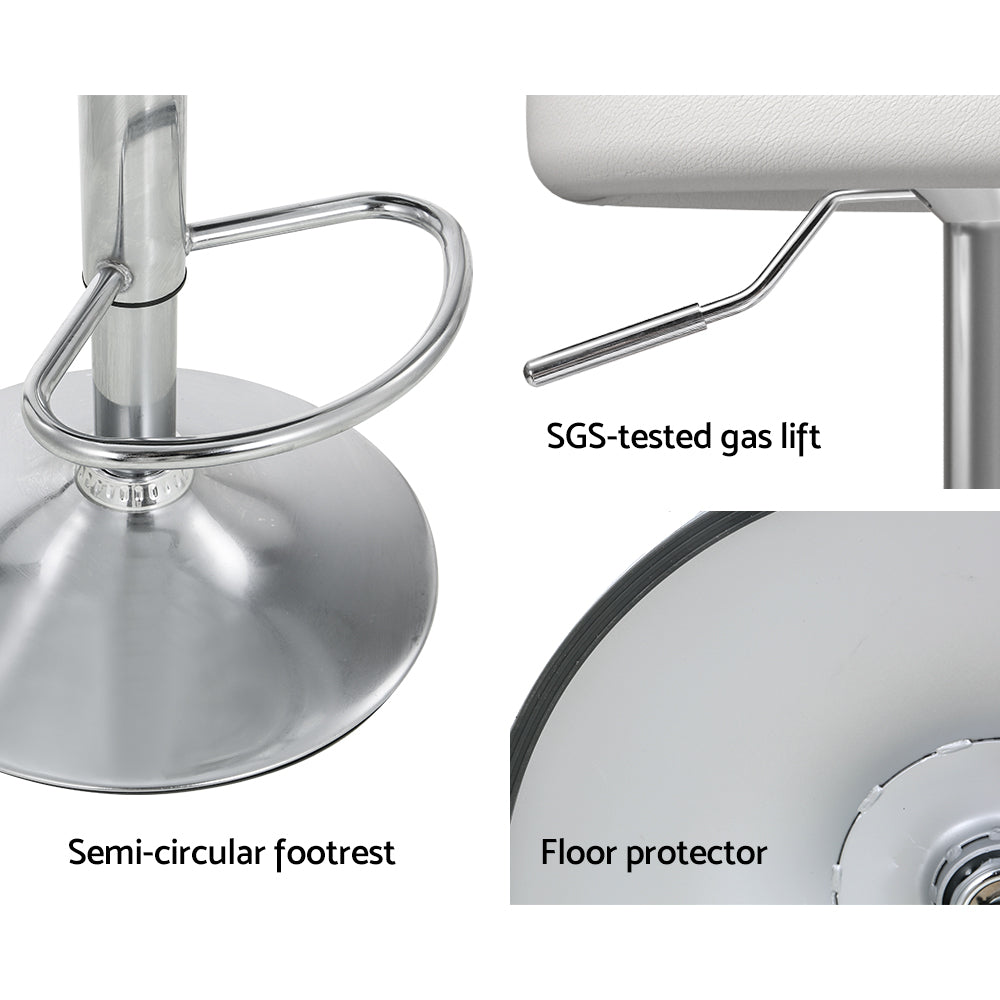Artiss 2x Bar Stools PU Leather Gas Lift White-Furniture > Bar Stools & Chairs-PEROZ Accessories