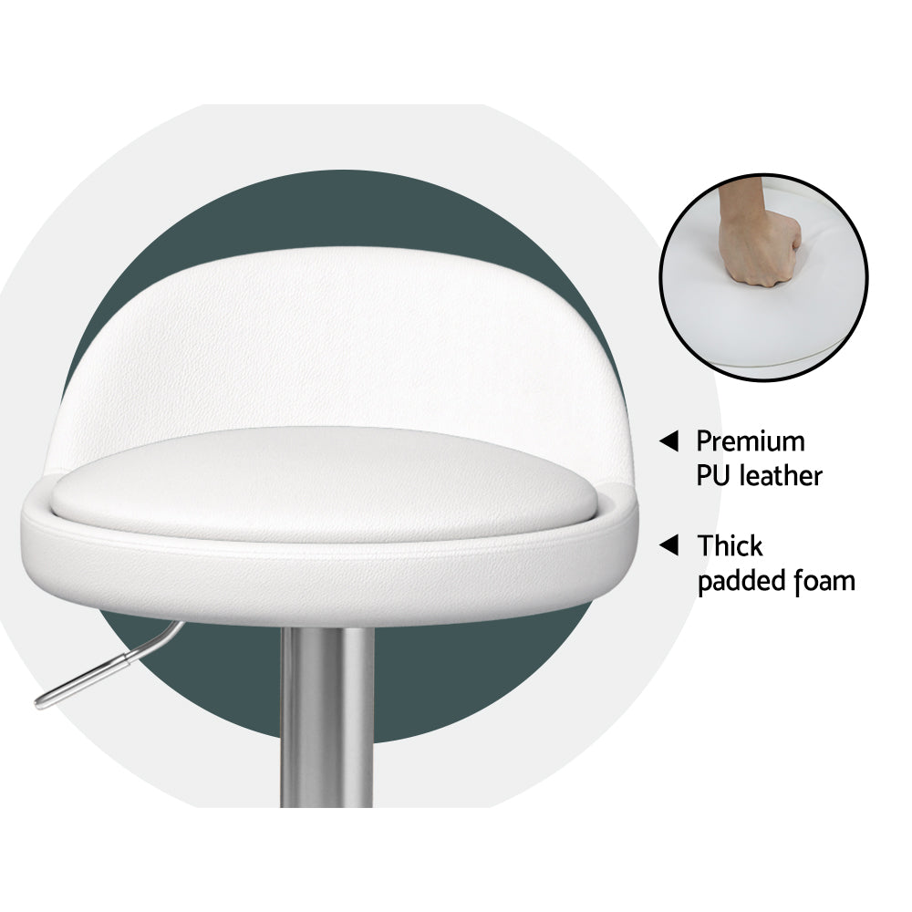 Artiss 4x Bar Stools PU Leather Gas Lift White-Furniture > Bar Stools & Chairs-PEROZ Accessories