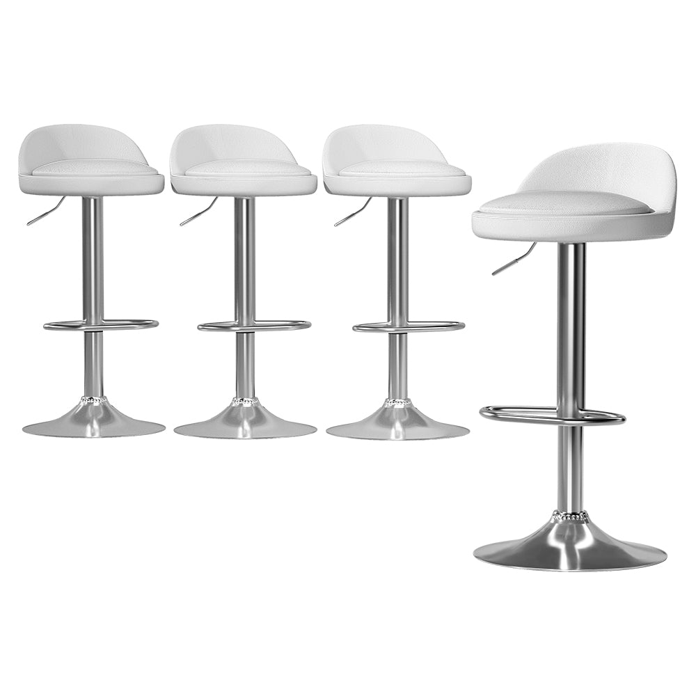 Artiss 4x Bar Stools PU Leather Gas Lift White-Furniture > Bar Stools & Chairs-PEROZ Accessories