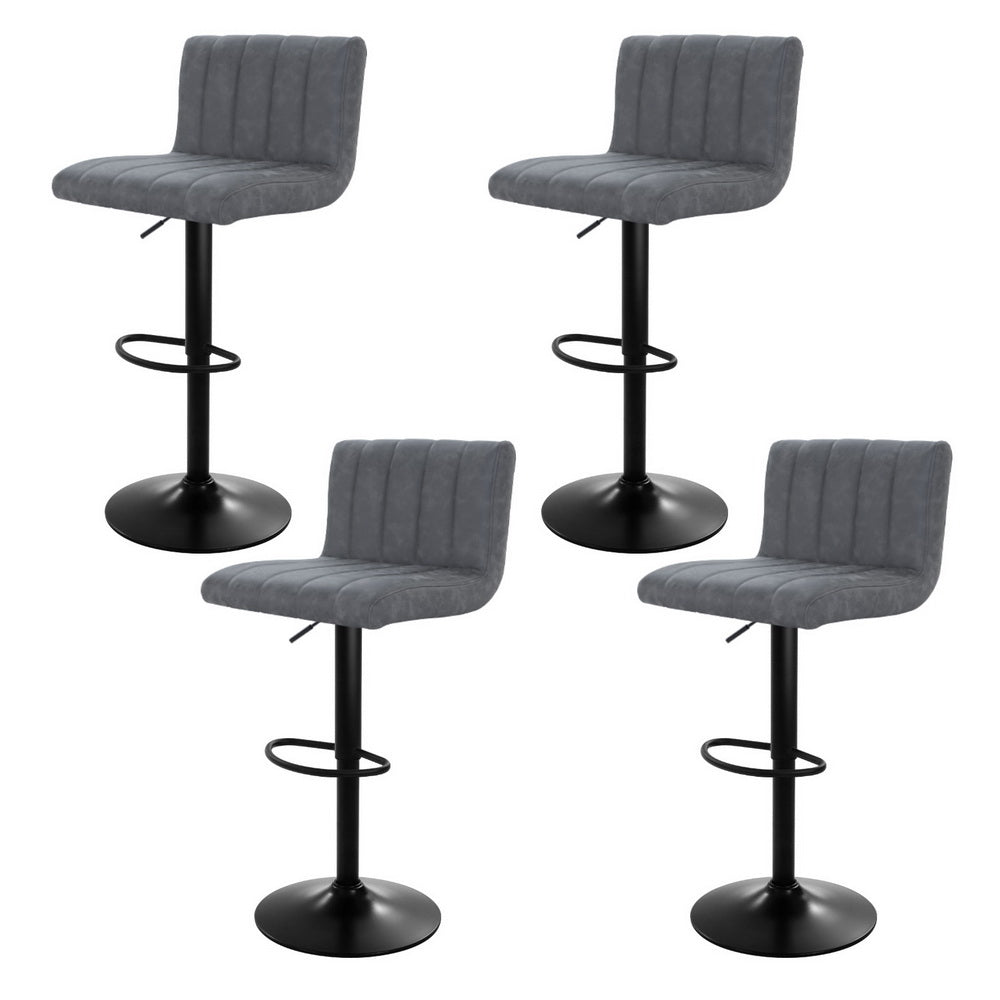 Artiss 4x Bar Stools Vintage Leather Gas Lift Grey-Furniture > Bar Stools & Chairs > Massage Chairs-PEROZ Accessories