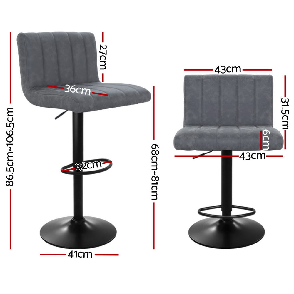 Artiss 4x Bar Stools Vintage Leather Gas Lift Grey-Furniture > Bar Stools & Chairs > Massage Chairs-PEROZ Accessories