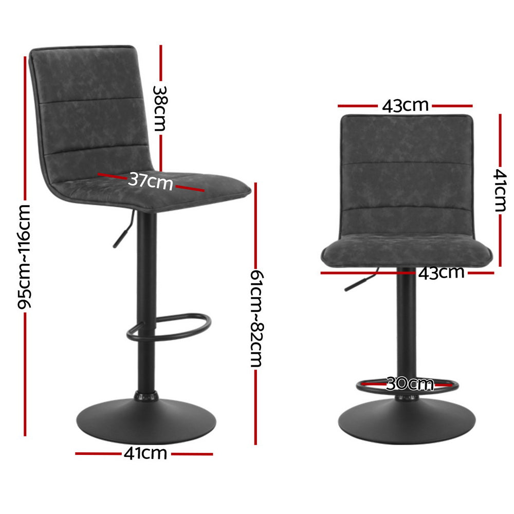 Artiss 4x Bar Stools Gas Lift Vintage Leather Grey-Furniture > Bar Stools & Chairs > Massage Chairs-PEROZ Accessories