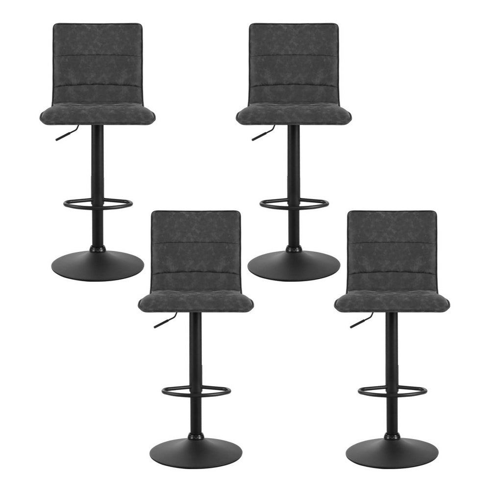 Artiss 4x Bar Stools Gas Lift Vintage Leather Grey-Furniture > Bar Stools & Chairs > Massage Chairs-PEROZ Accessories