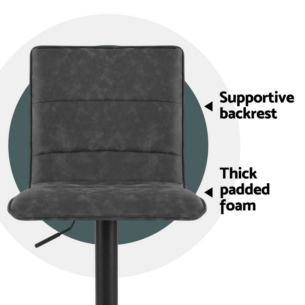 Artiss 4x Bar Stools Gas Lift Vintage Leather Grey-Furniture > Bar Stools & Chairs > Massage Chairs-PEROZ Accessories