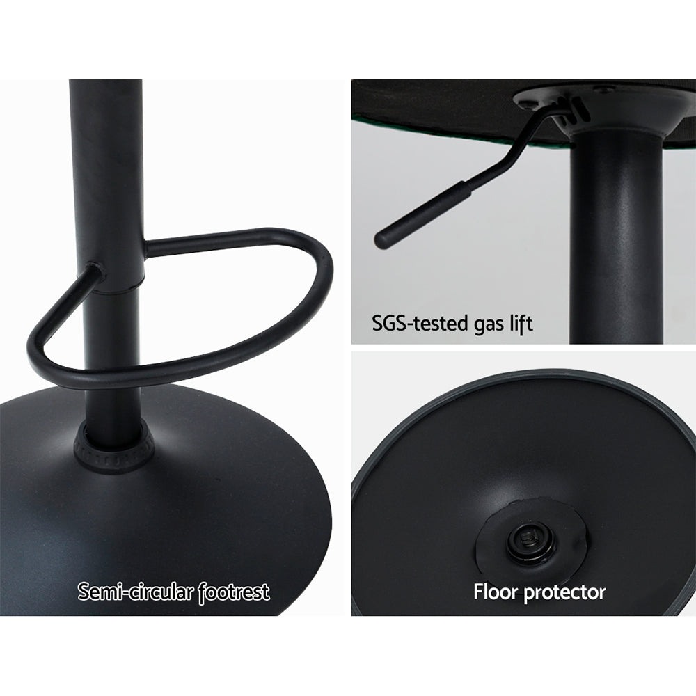 Artiss 2x Bar Stools Gas Lift Velvet Green-Furniture > Bar Stools & Chairs-PEROZ Accessories