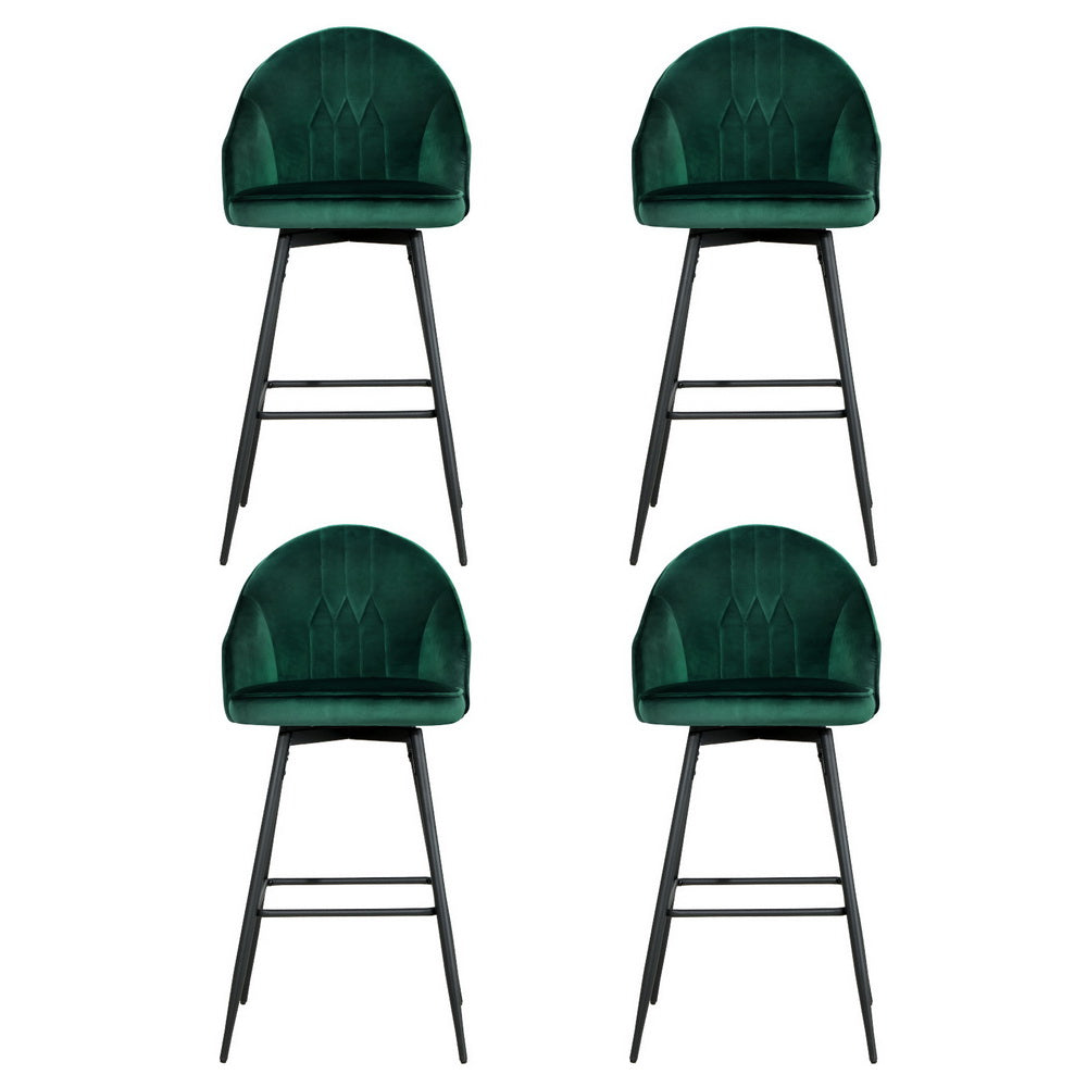Artiss 4x Bar Stools Velvet Swivel Metal Legs Green-Furniture > Bar Stools & Chairs > Massage Chairs-PEROZ Accessories