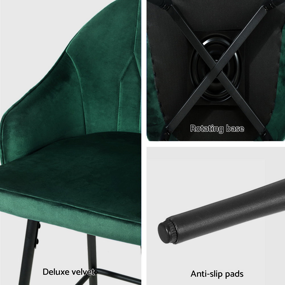 Artiss 4x Bar Stools Velvet Swivel Metal Legs Green-Furniture > Bar Stools & Chairs > Massage Chairs-PEROZ Accessories