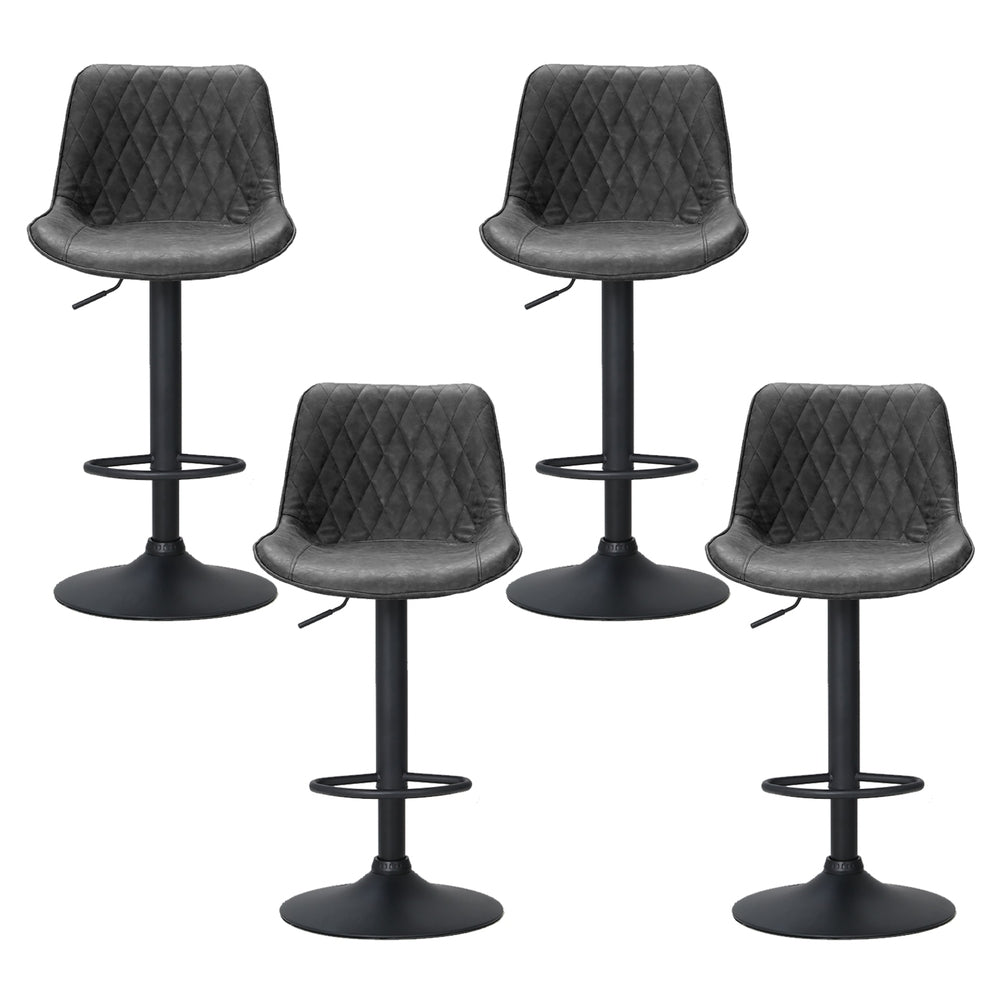Artiss 4x Bar Stools Gas Lift Vintage Leather Black-Furniture > Bar Stools & Chairs > Massage Chairs-PEROZ Accessories
