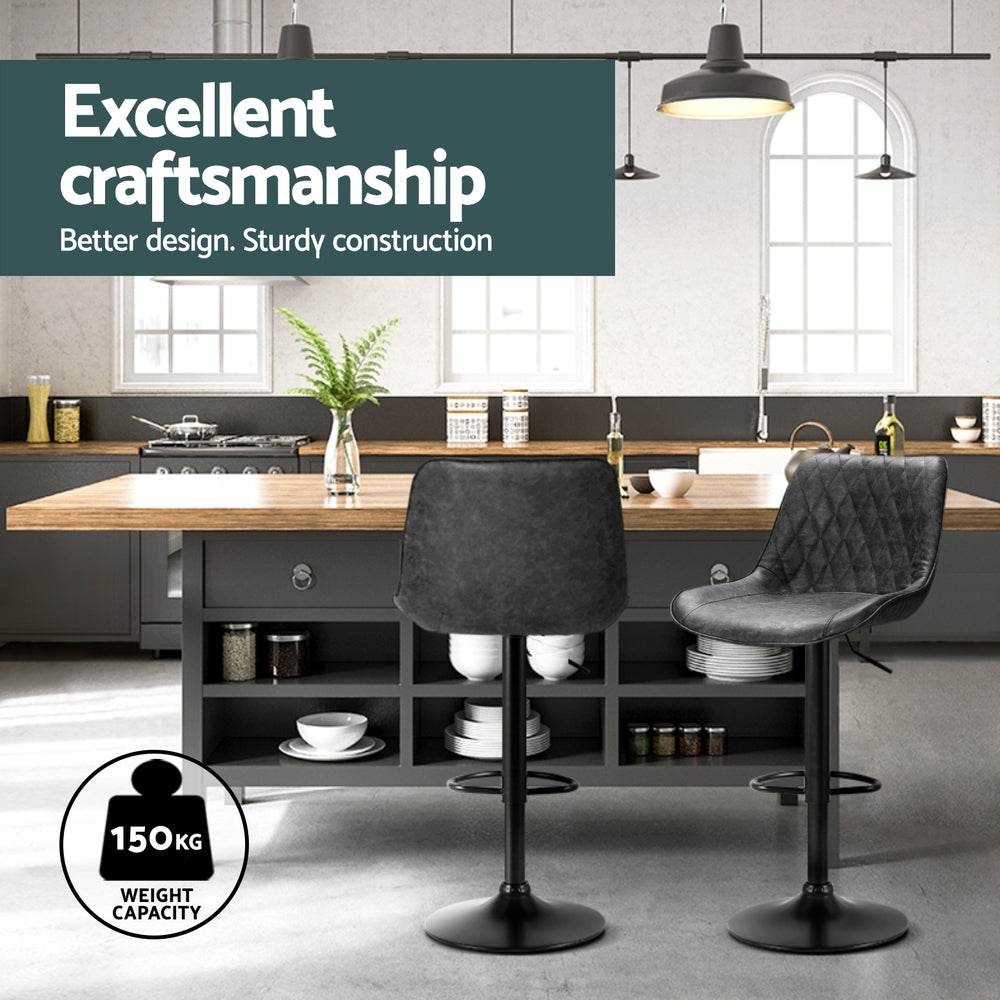 Artiss 4x Bar Stools Gas Lift Vintage Leather Black-Furniture > Bar Stools & Chairs > Massage Chairs-PEROZ Accessories
