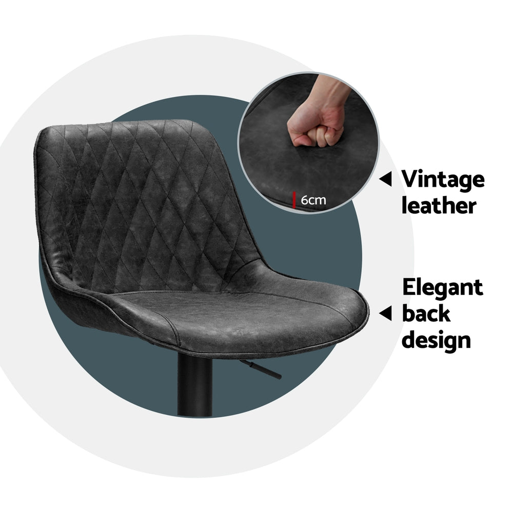 Artiss 4x Bar Stools Gas Lift Vintage Leather Black-Furniture > Bar Stools & Chairs > Massage Chairs-PEROZ Accessories