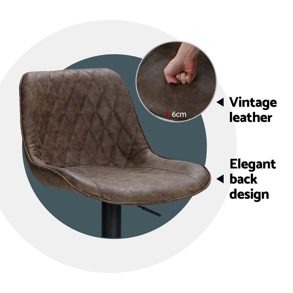 Artiss 4x Bar Stools Gas Lift Vintage Leather Brown-Furniture > Bar Stools & Chairs > Massage Chairs-PEROZ Accessories