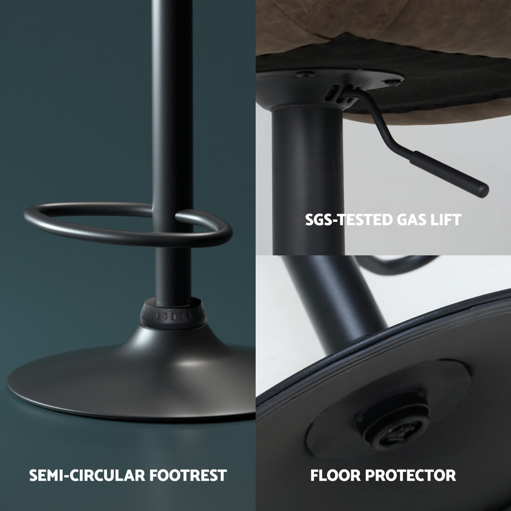 Artiss 4x Bar Stools Gas Lift Vintage Leather Brown-Furniture > Bar Stools & Chairs > Massage Chairs-PEROZ Accessories