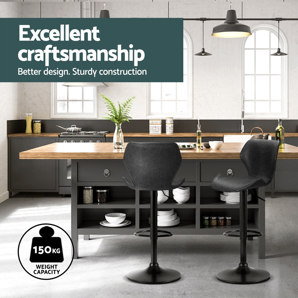 Artiss 4x Bar Stools Vintage Leather Gas Lift Black-Furniture > Bar Stools & Chairs > Massage Chairs-PEROZ Accessories